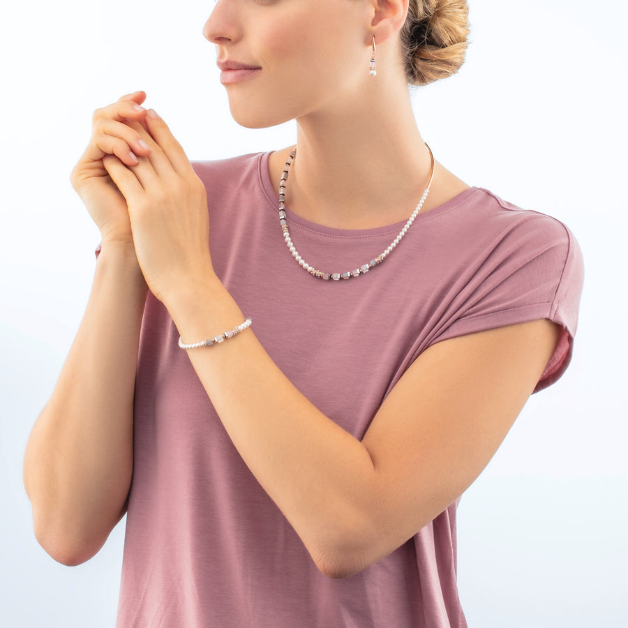Precious Fusion Offset earrings rose gold-ice pink