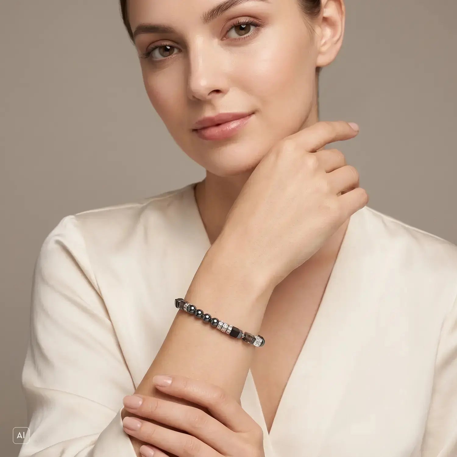 COEUR DE LION Bracelet Precious Fusion Offset grey-silver – on model