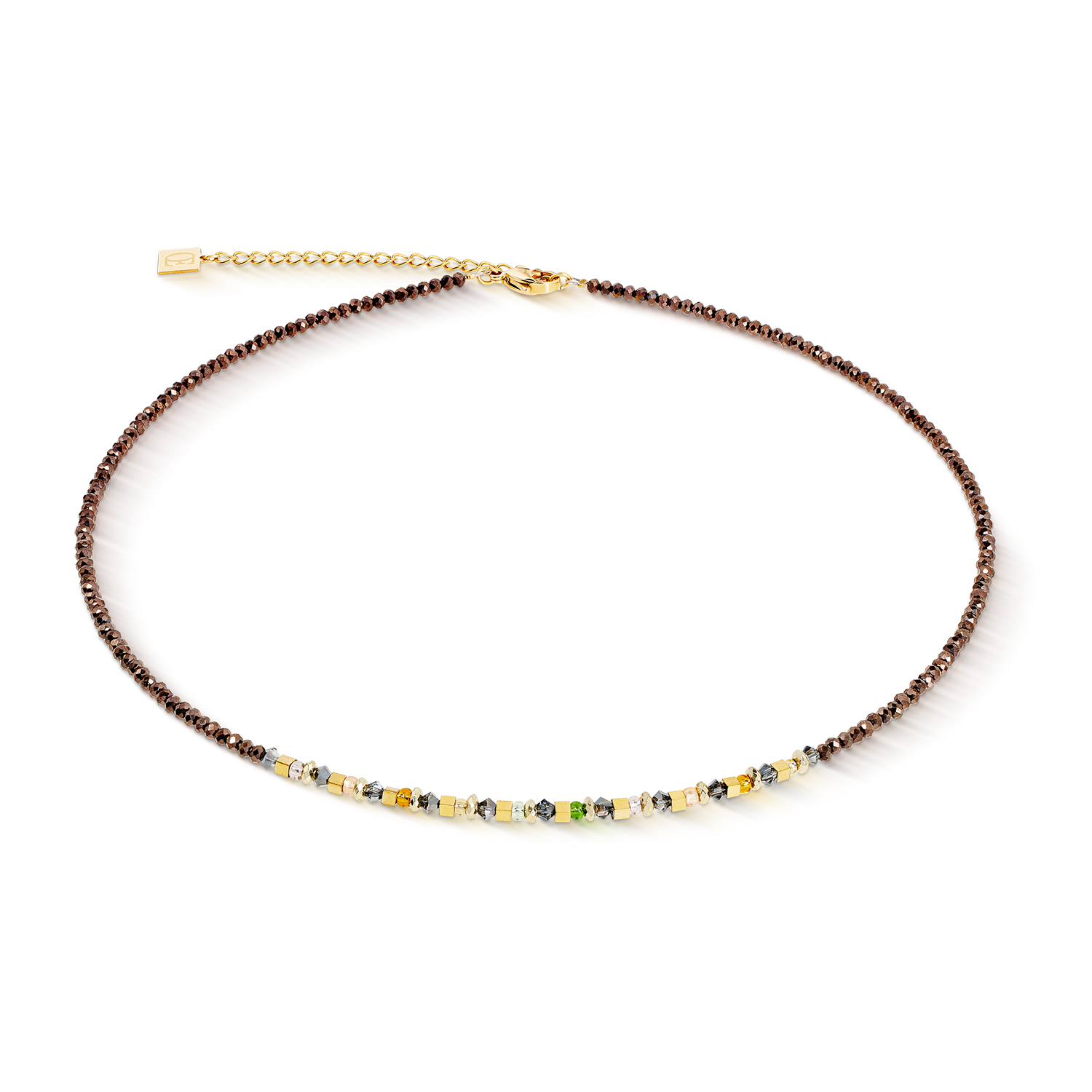 Necklace golden Whisper brown-olive