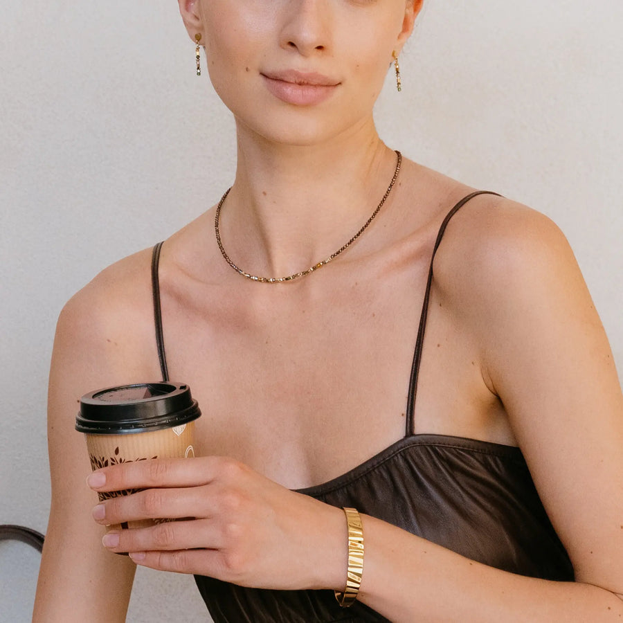 Necklace golden Whisper brown-olive