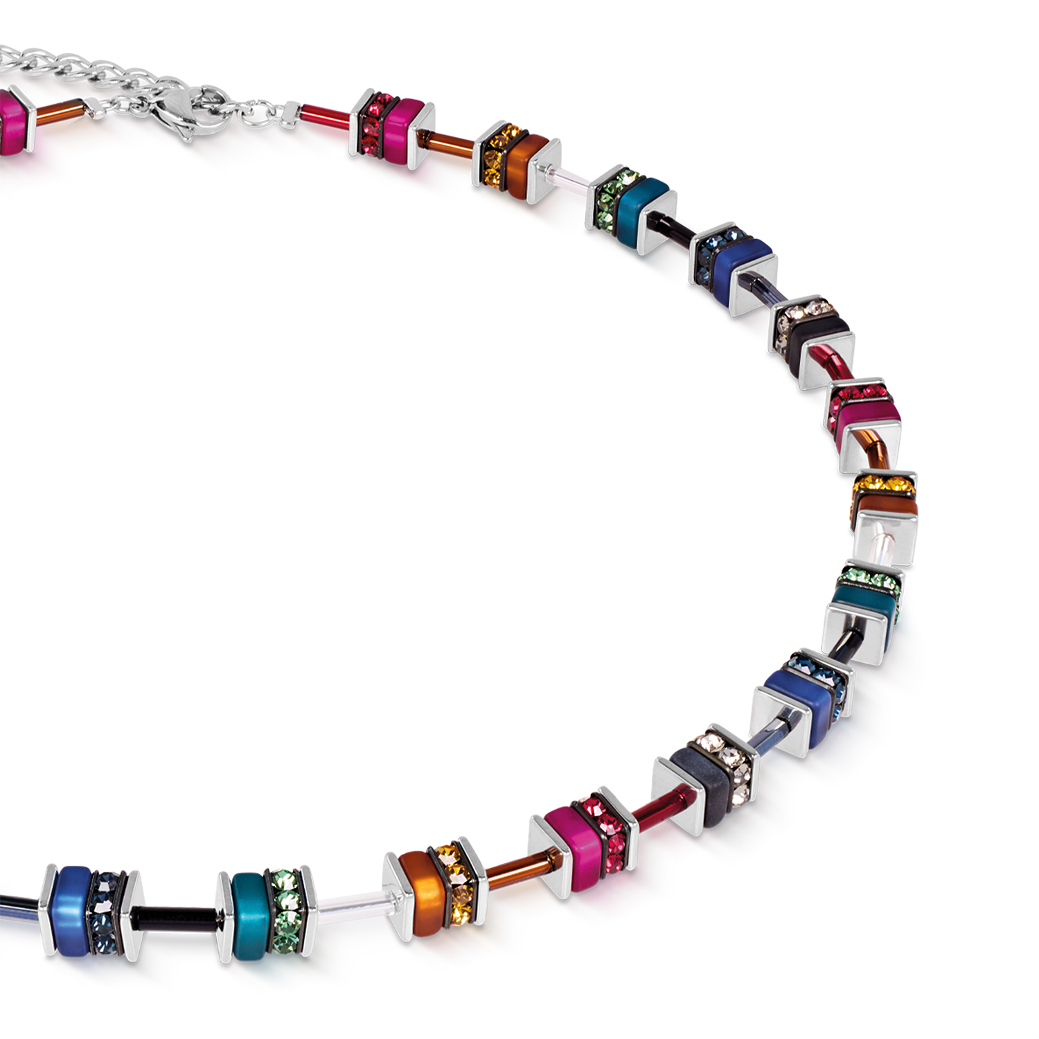 GeoCUBE® Necklace classic Polaris & Rhinestone multicolour Winter