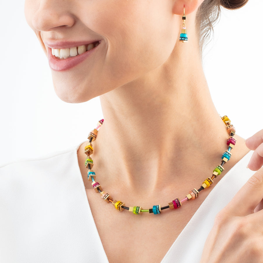 Necklace Boho Sunset Cube rainbow