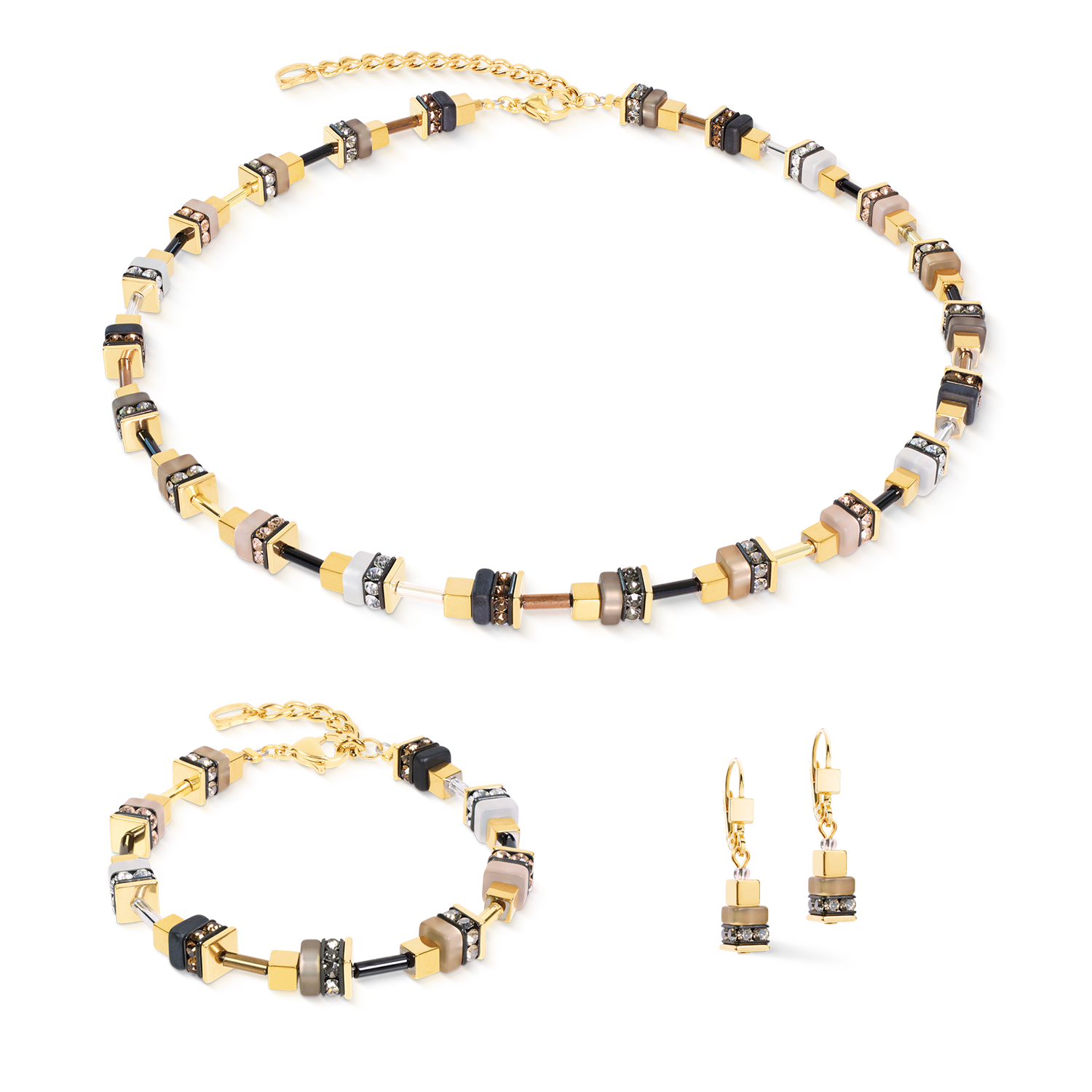 Earrings Urban Nature Cube beige-gold