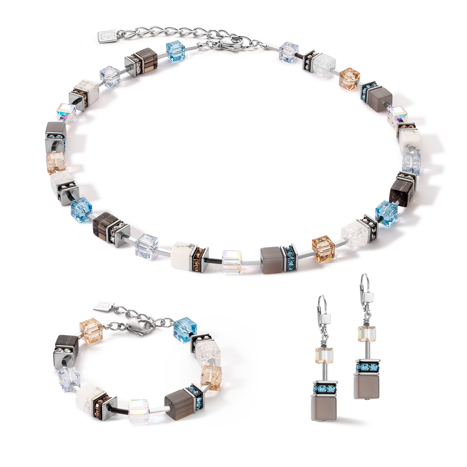 GeoCUBE® Iconic Statement Precious necklace aqua-beige