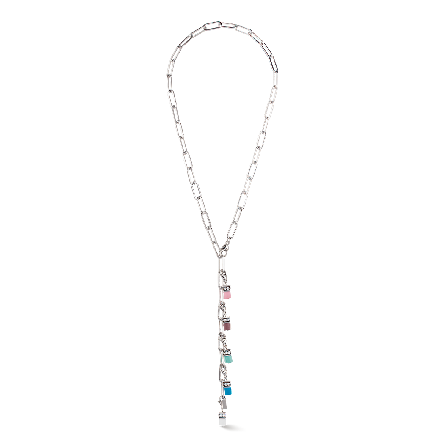 Happy Iconic Cube charm necklace silver pastel