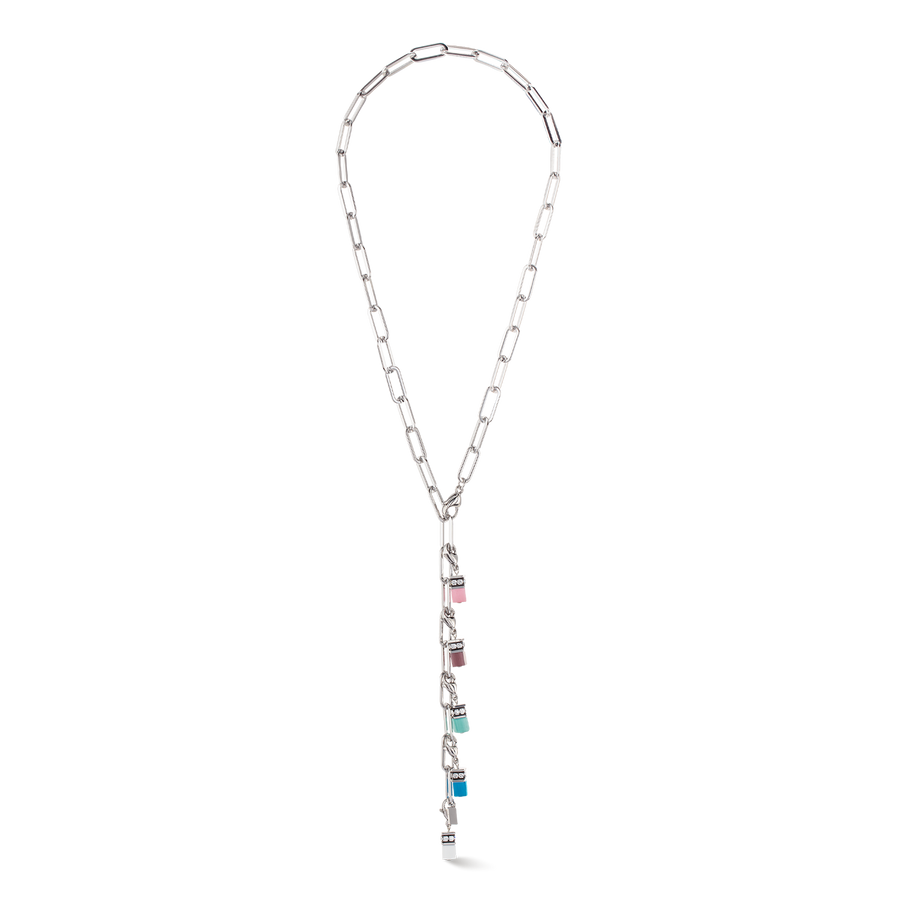 Happy Iconic Cube charm necklace silver pastel