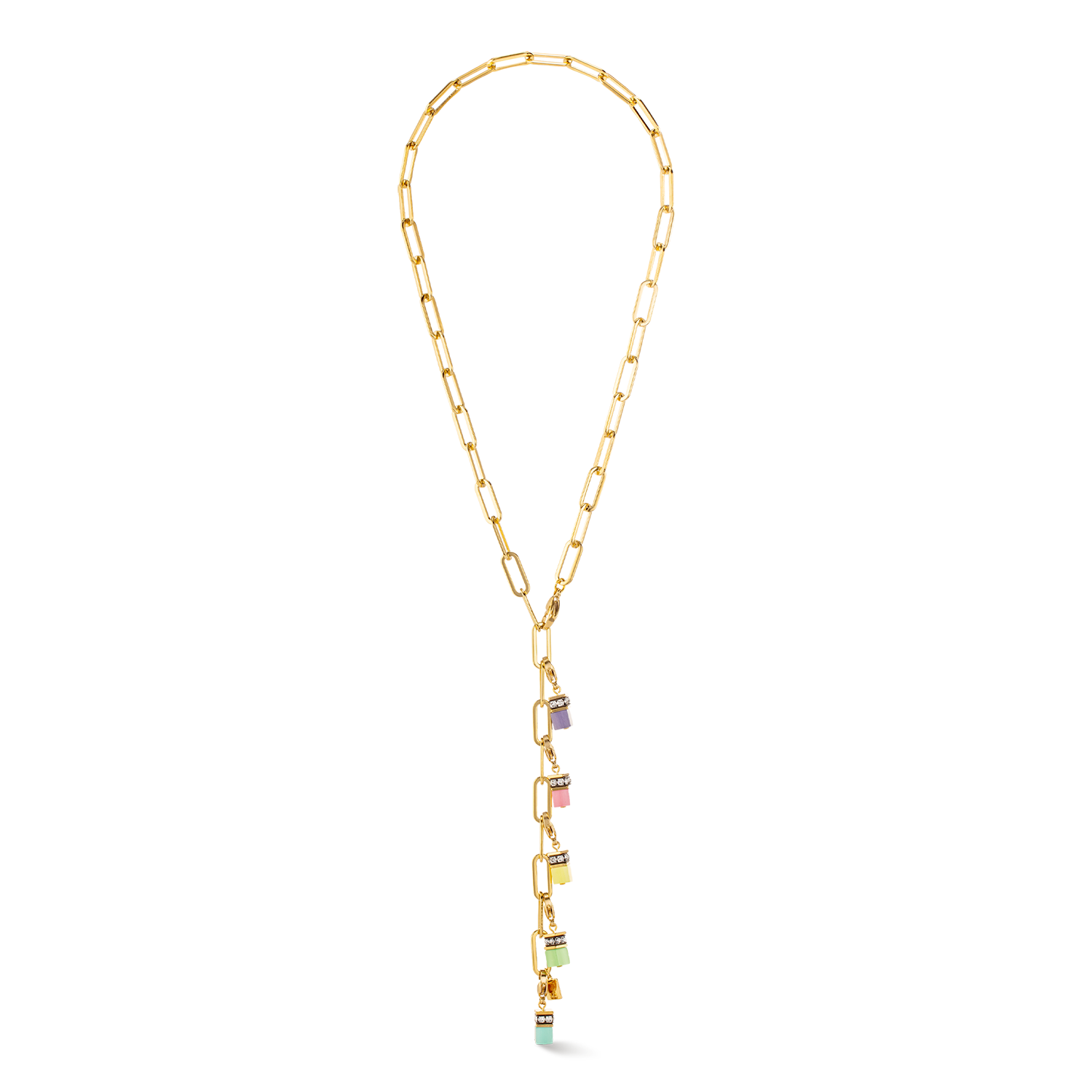 Happy Iconic Cube charm necklace gold pastel