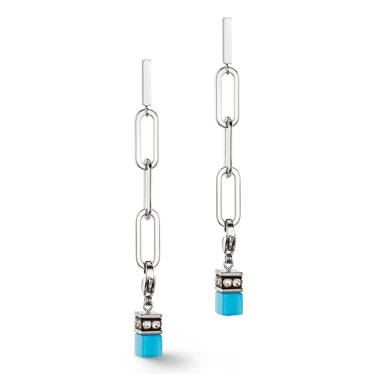 Happy Iconic Cube charm earrings silver pastel