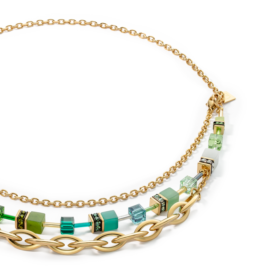 Necklace GeoCUBE® Festive Layer gold-green
