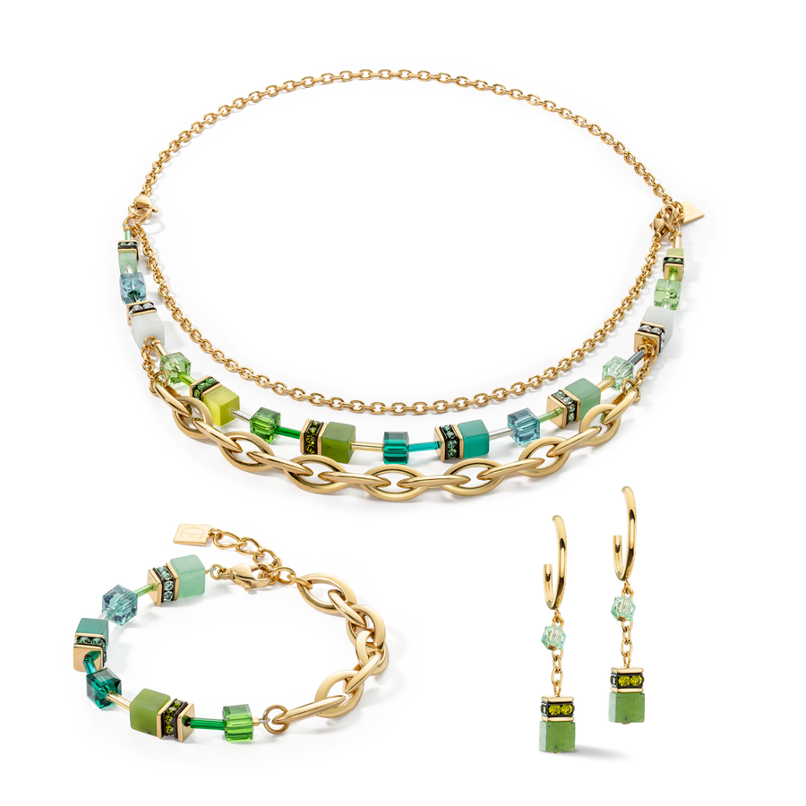 Necklace GeoCUBE® Festive Layer gold-green