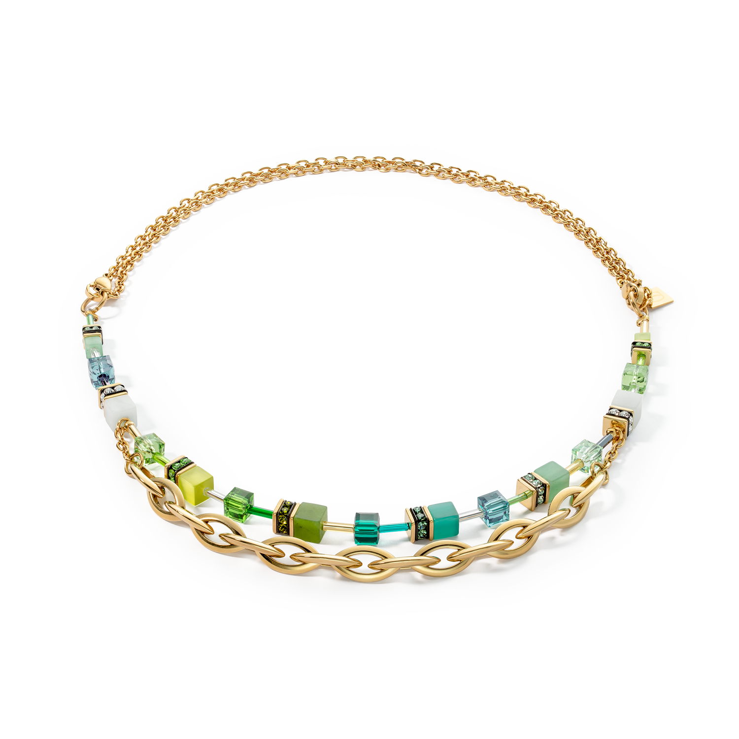 Necklace GeoCUBE® Festive Layer gold-green