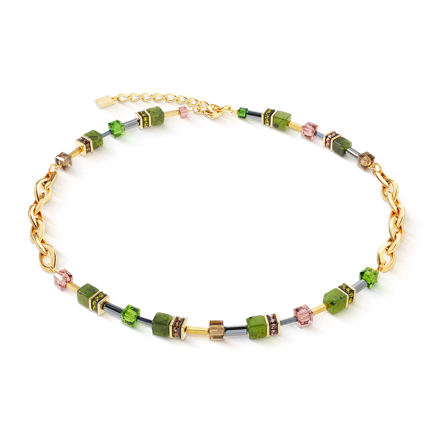 GeoCUBE® Chunky Chain necklace gold-green