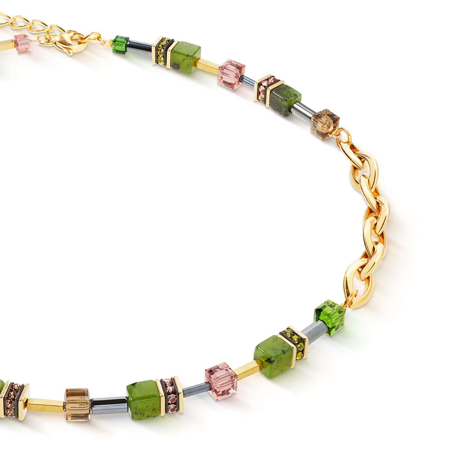 GeoCUBE® Chunky Chain necklace gold-green
