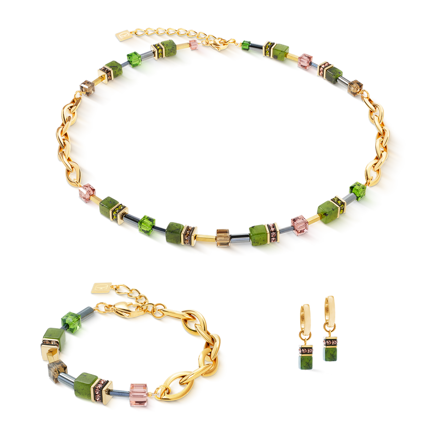 GeoCUBE® Chunky Chain necklace gold-green