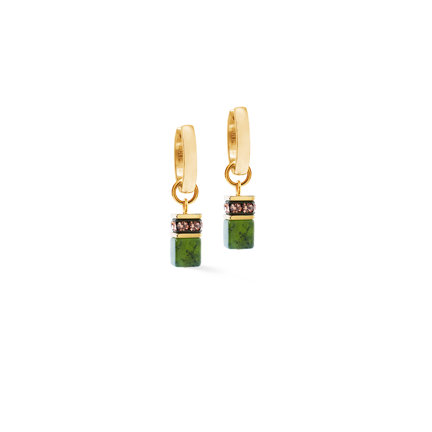 GeoCUBE® Chunky Chain hoop earrings gold-green