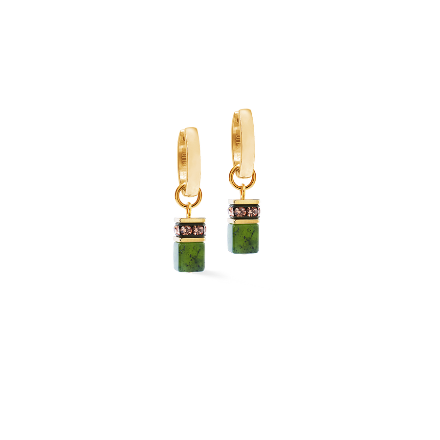 GeoCUBE® Chunky Chain hoop earrings gold-green