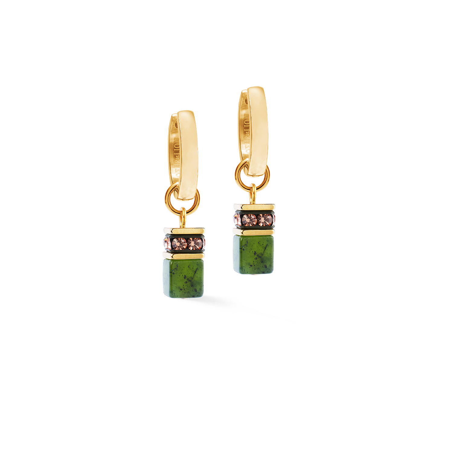 GeoCUBE® Chunky Chain hoop earrings gold-green