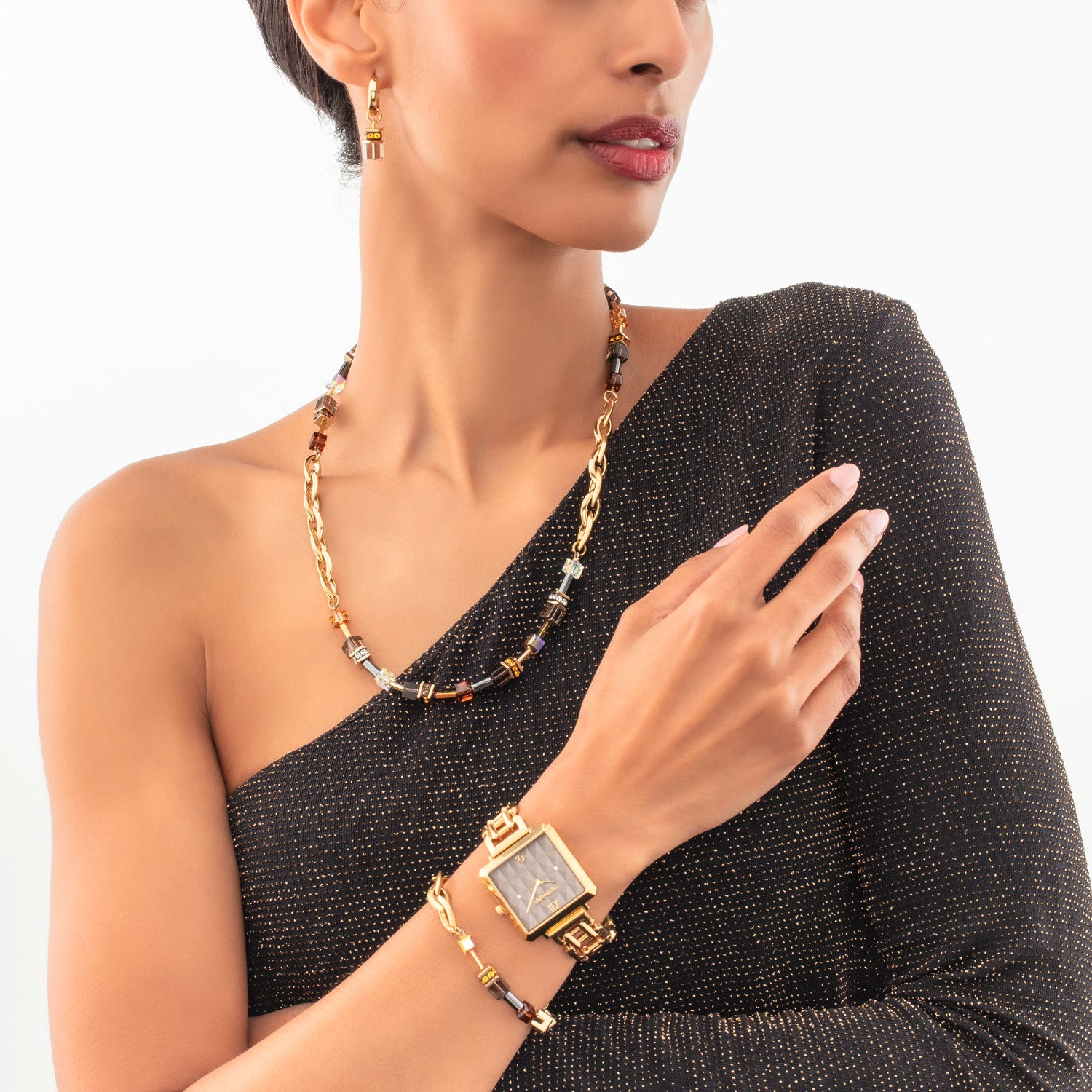 GeoCUBE® Chunky Chain bracelet gold-brown