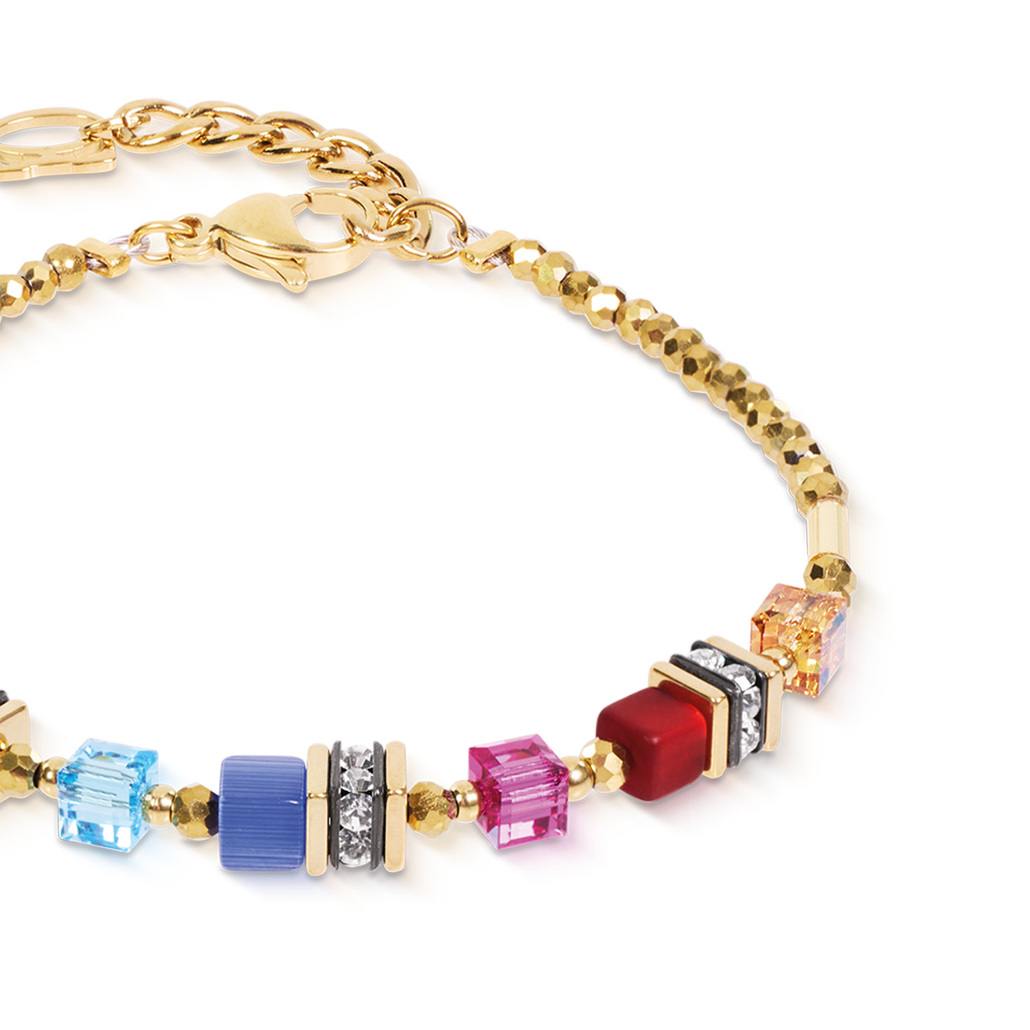 Bracelet Mini Cubes multicolor rainbow gold