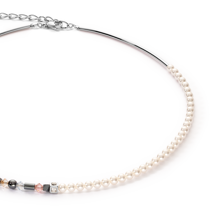 Necklace Princess Pearls Asymmetry aqua-pink