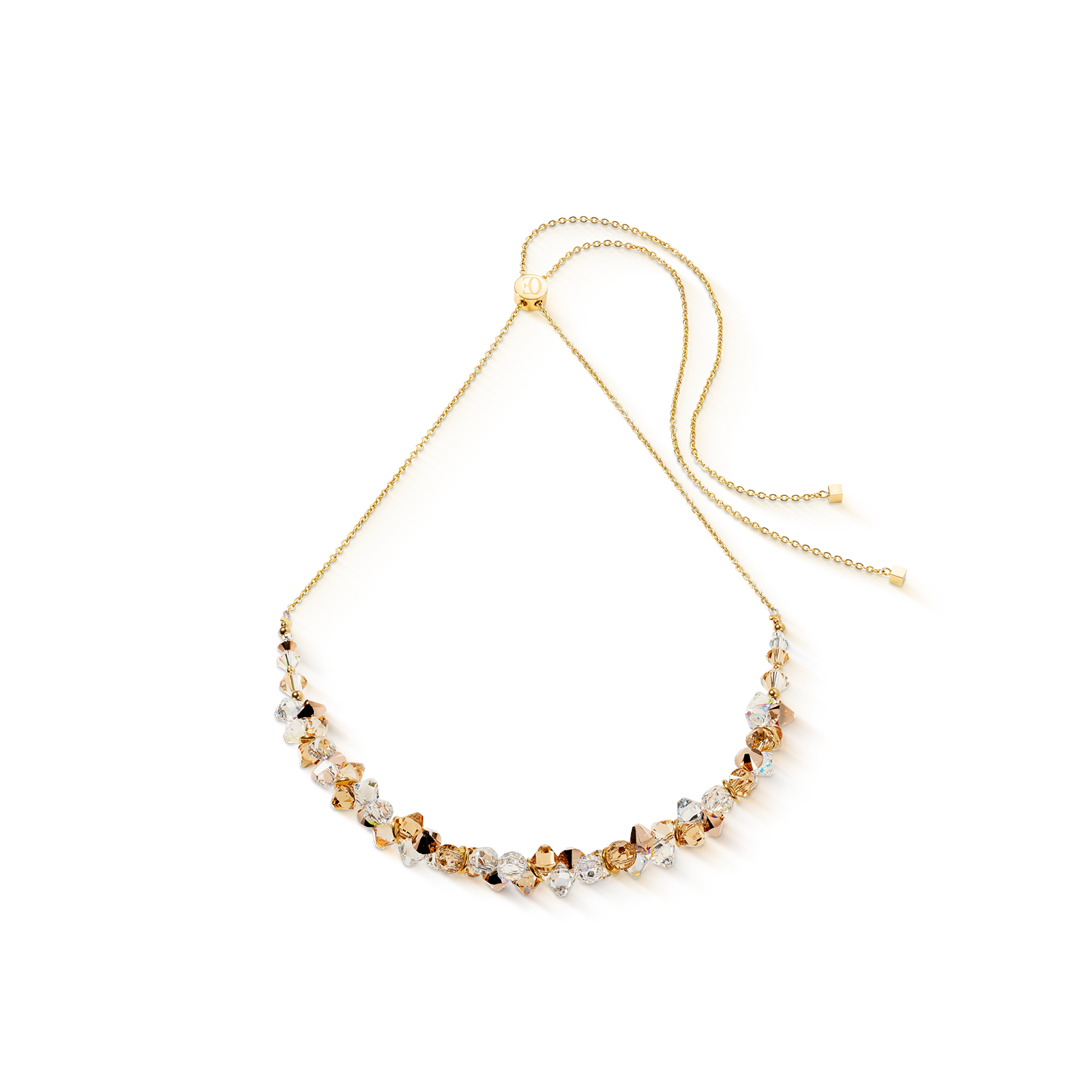 Dancing Crystals necklace gold-beige