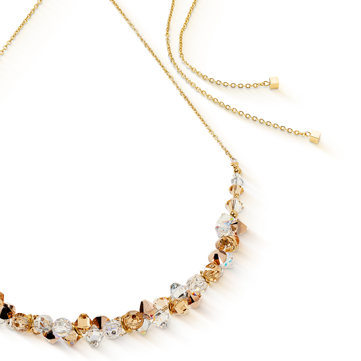 Dancing Crystals necklace gold-beige