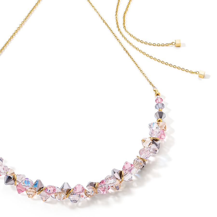 Dancing Crystals necklace gold light rose