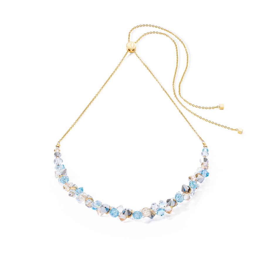 Dancing Crystals necklace gold aqua