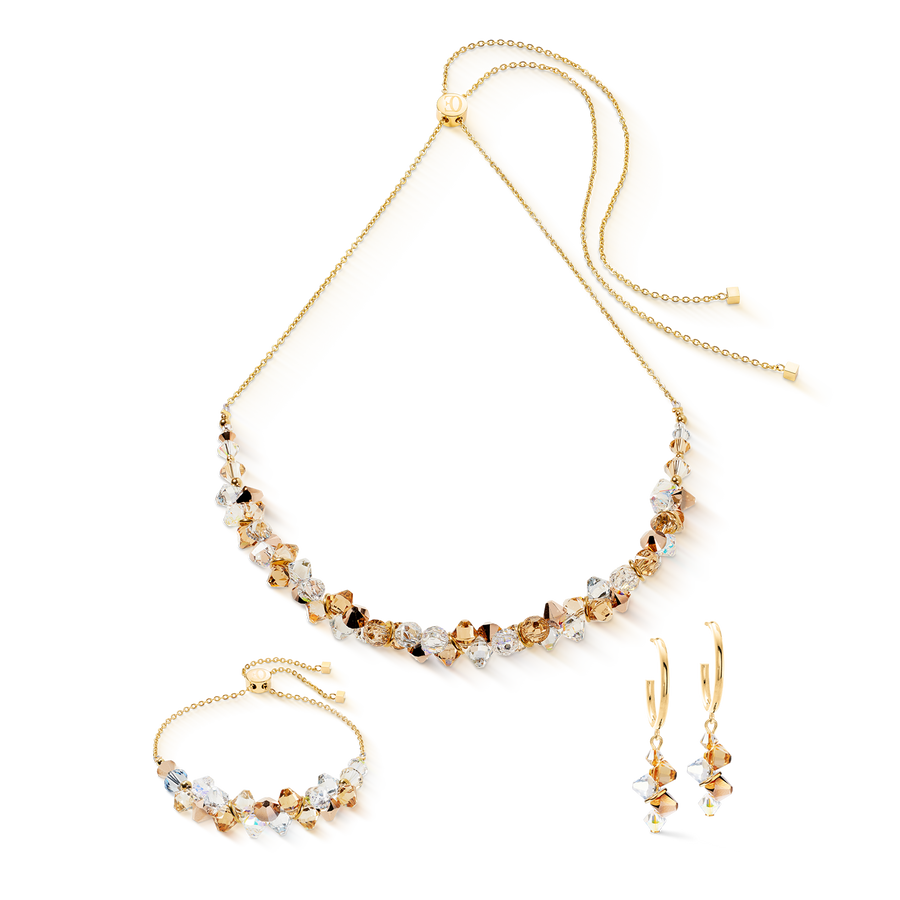 Dancing Crystals earrings gold-beige