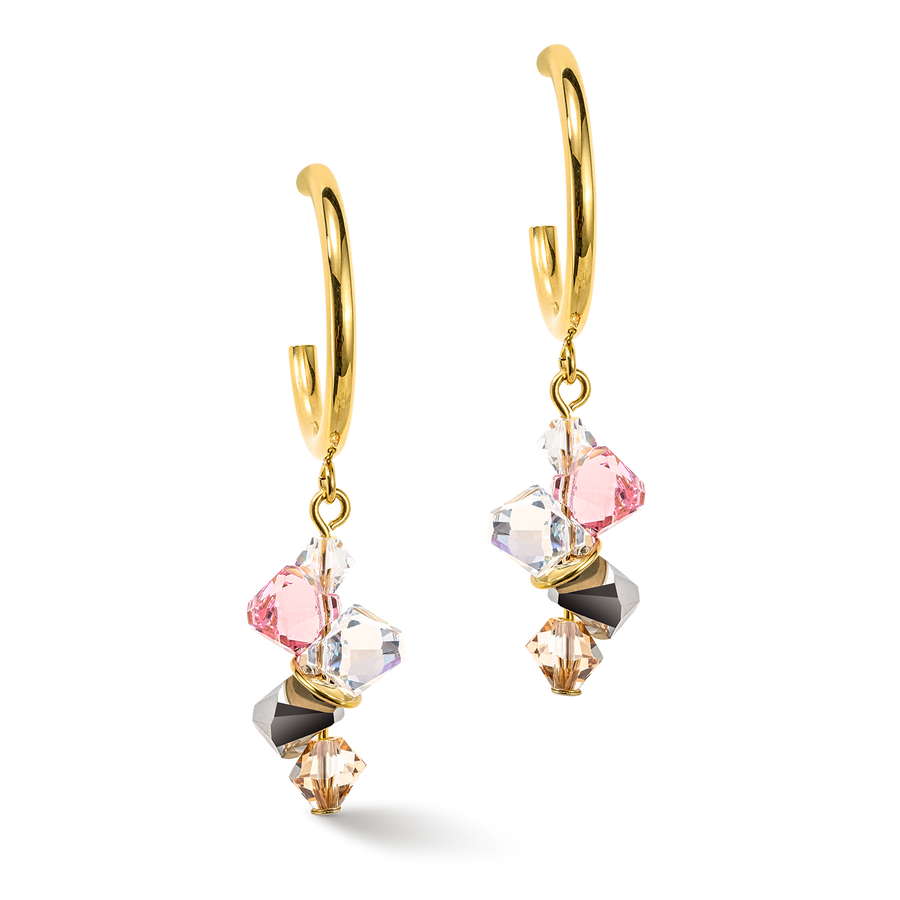 Dancing Crystals earrings gold light rose