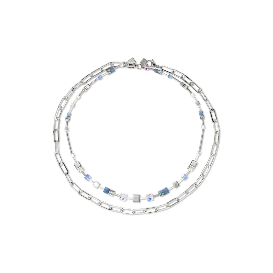 GeoCUBE® Fusion Chain necklace silver blue