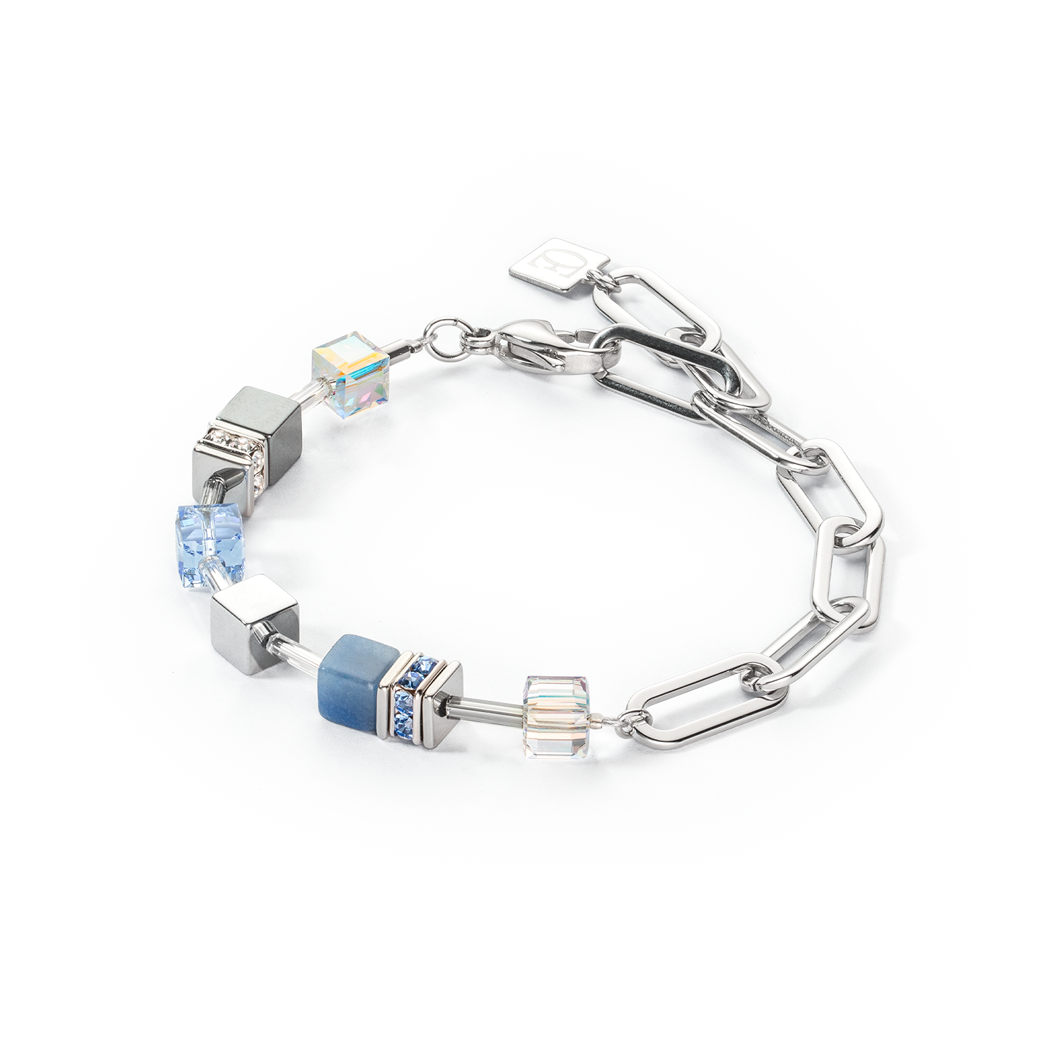 GeoCUBE® Fusion Chain bracelet silver blue