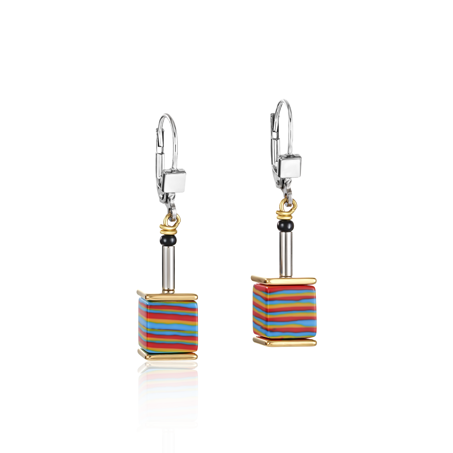 GeoCUBE® Earrings malachite gold