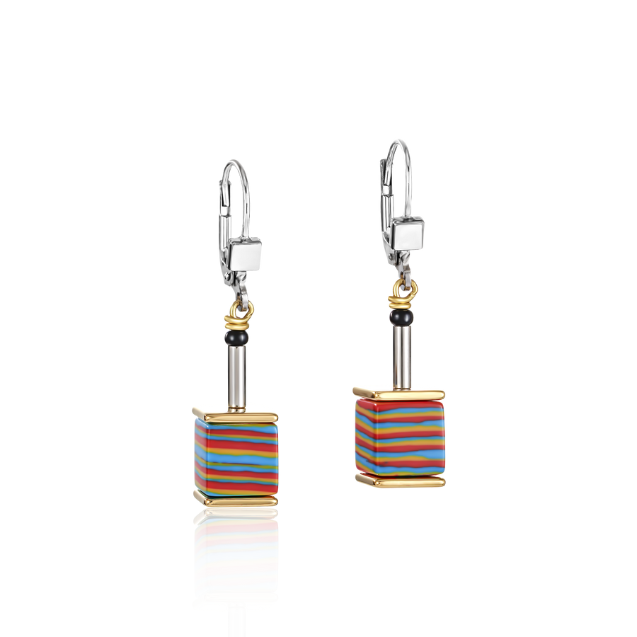 GeoCUBE® Earrings malachite gold