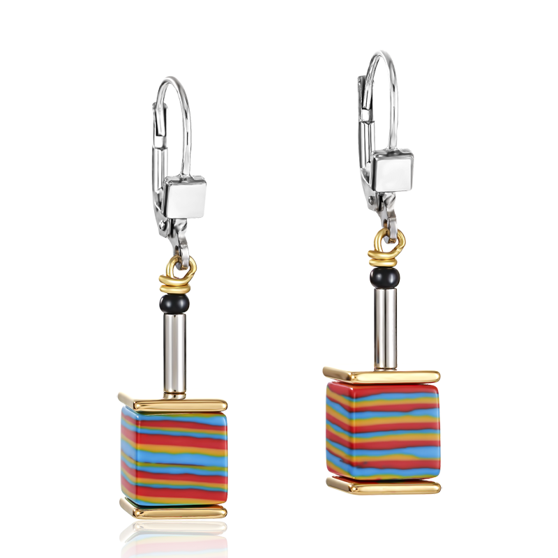 GeoCUBE® Earrings malachite gold