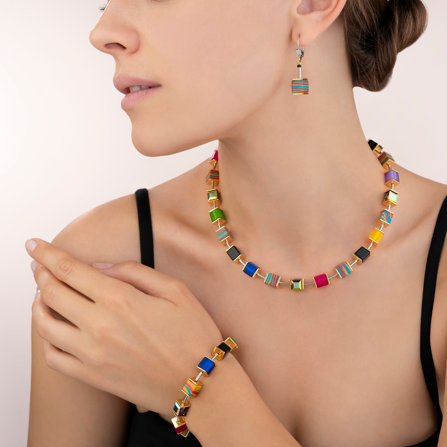 GeoCUBE® Earrings malachite gold