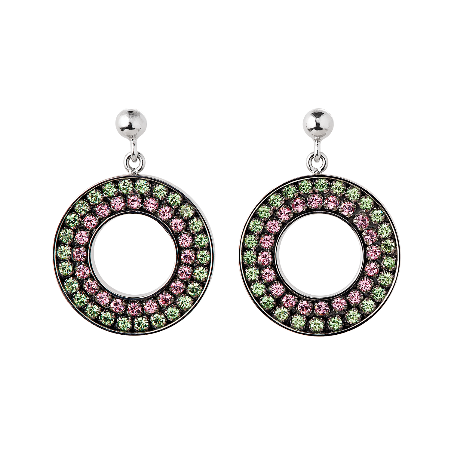 Earrings  Crystals & haematite green-rose