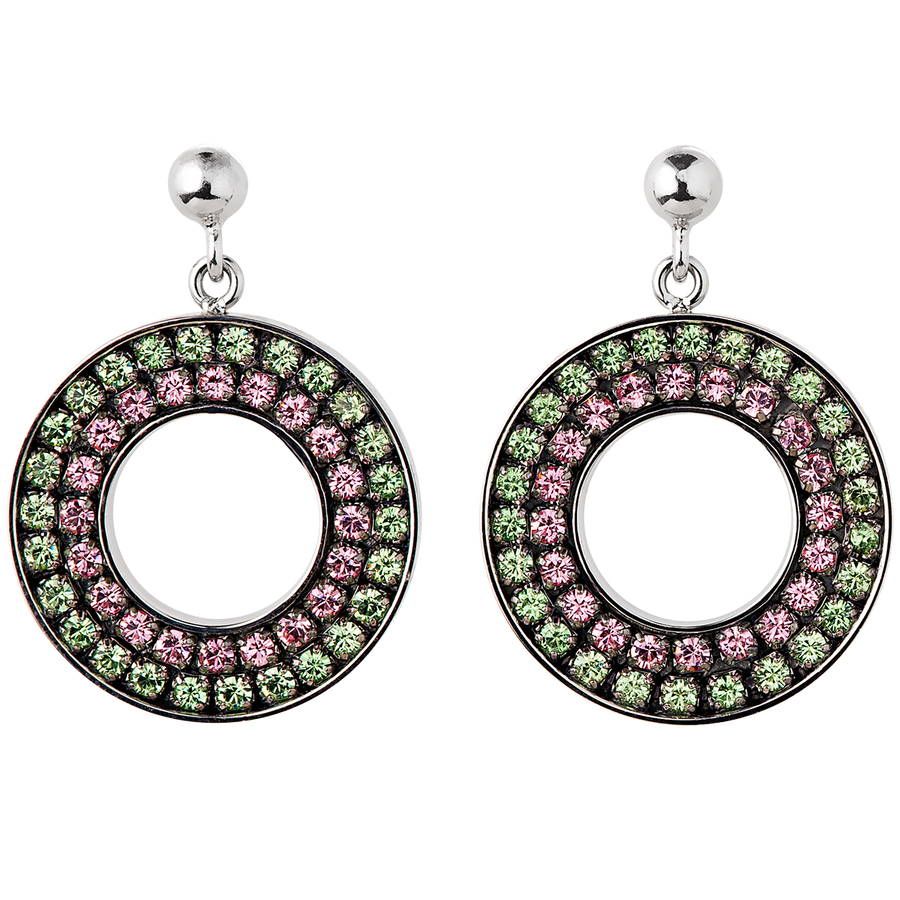Earrings  Crystals & haematite green-rose