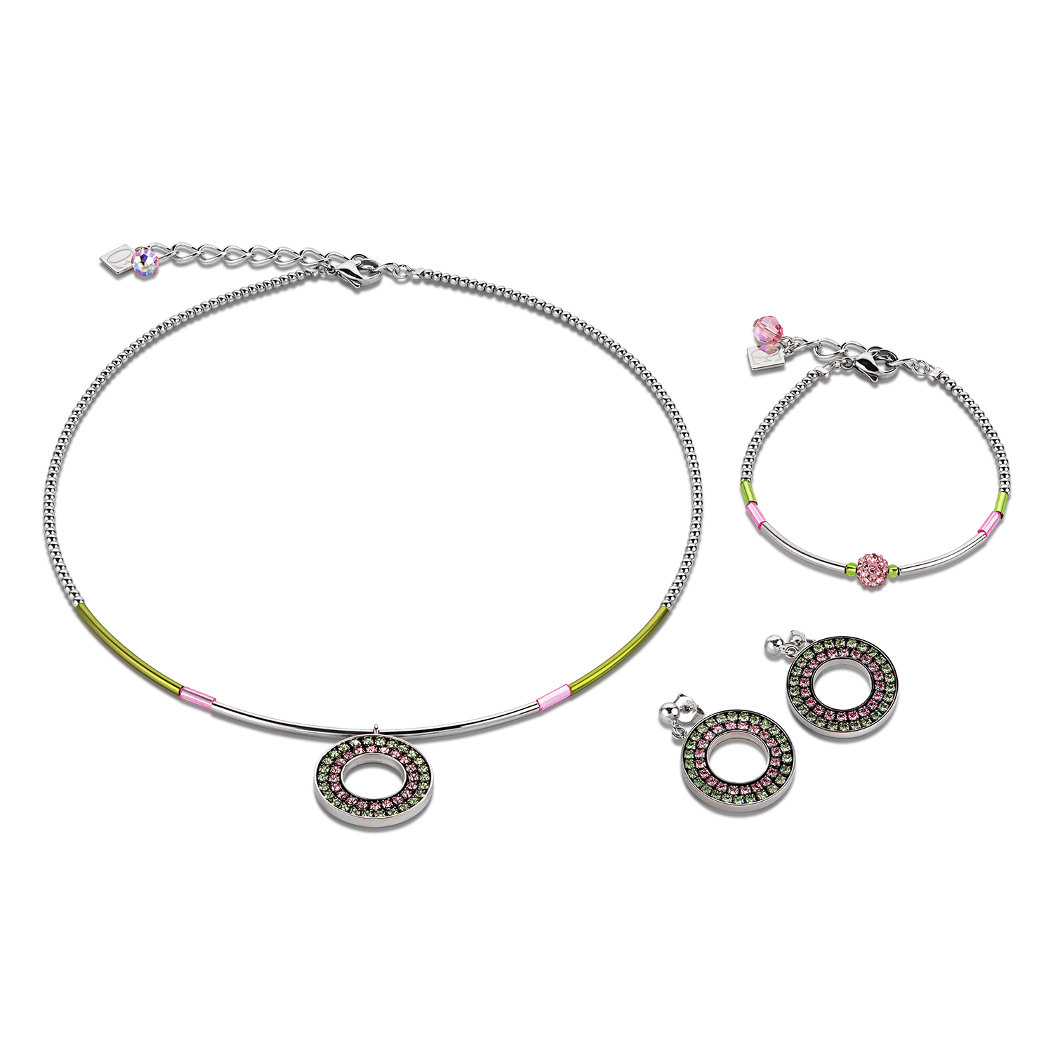 Earrings  Crystals & haematite green-rose