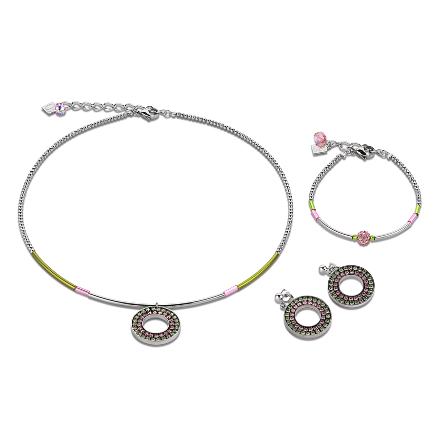 Earrings  Crystals & haematite green-rose