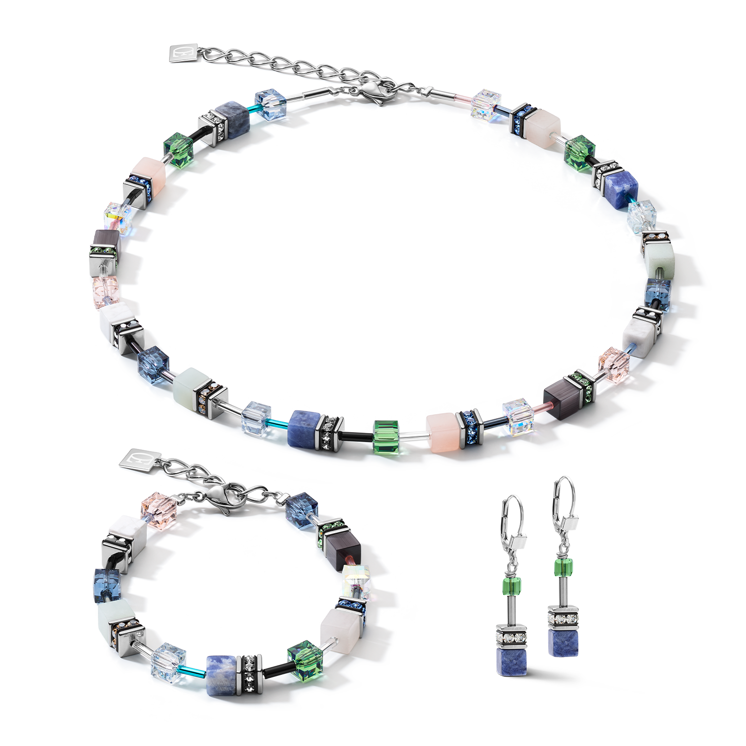 Necklace GeoCUBE® Crystals & Gemstones blue-green
