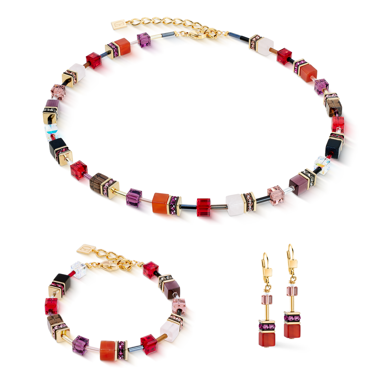 GeoCUBE® Iconic Precious earring Festive red