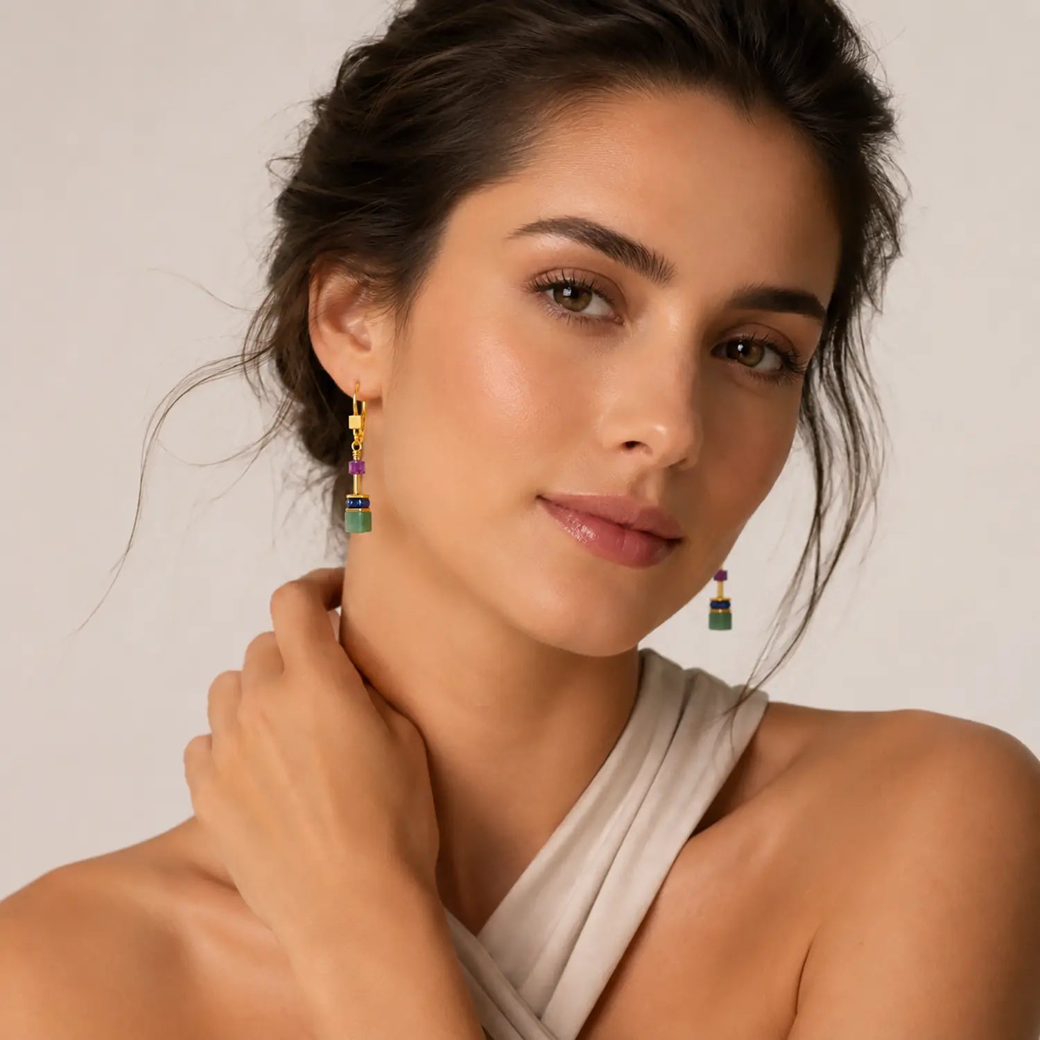 COEUR DE LION GeoCUBE® Iconic Precious Earrings Gem Harmony – on model