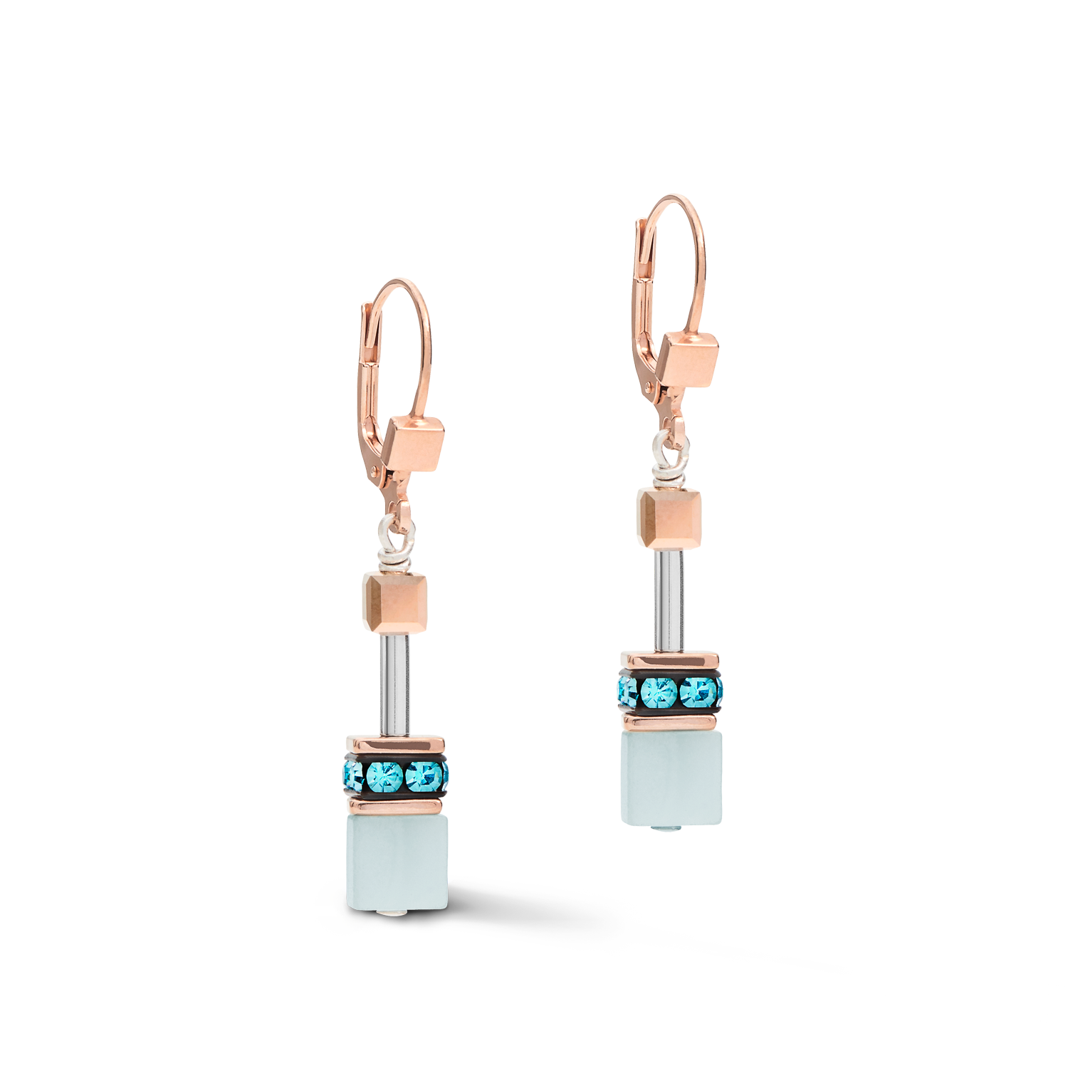 Earrings GeoCUBE®  Crystals & Gemstones aqua-beige