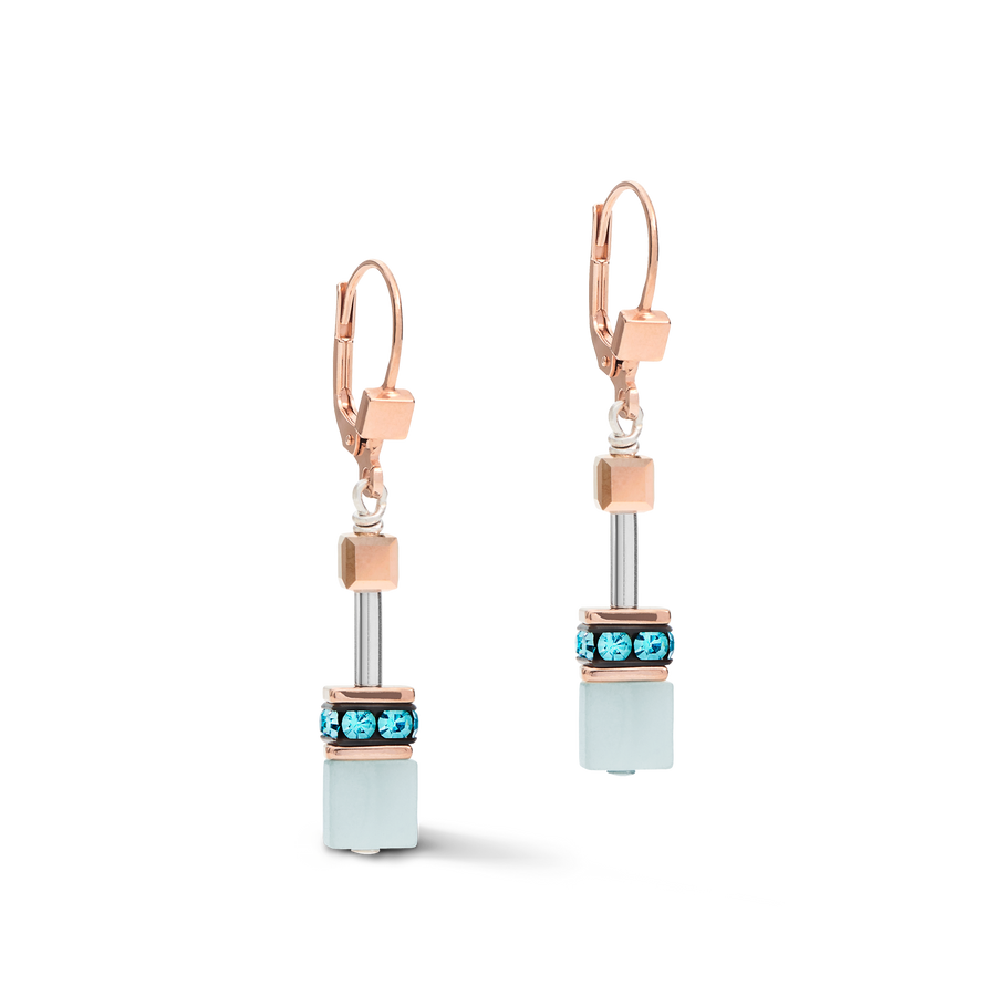 Earrings GeoCUBE®  Crystals & Gemstones aqua-beige