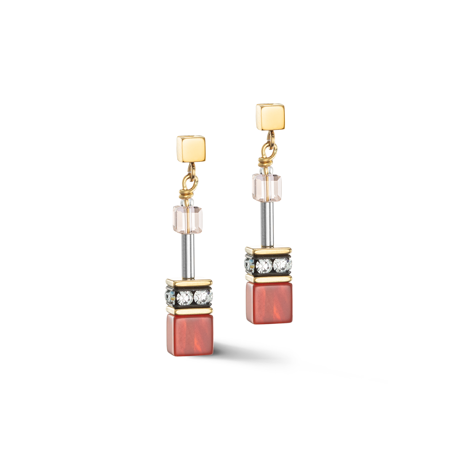 GeoCUBE® Iconic Precious earrings red-beige