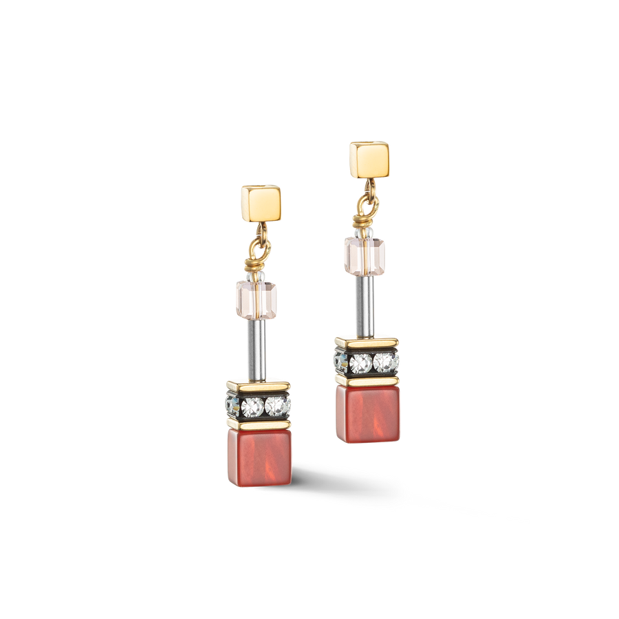 GeoCUBE® Iconic Precious earrings red-beige