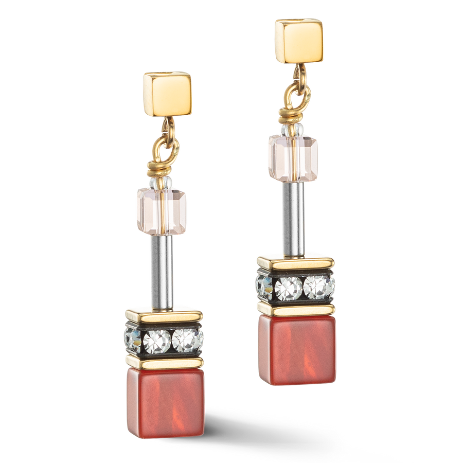 GeoCUBE® Iconic Precious earrings red-beige