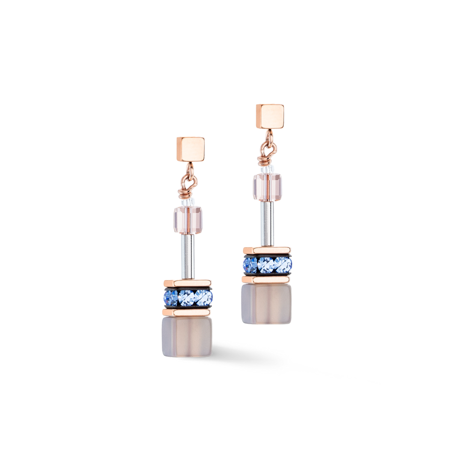 GeoCUBE® Iconic Precious earrings light blue-beige