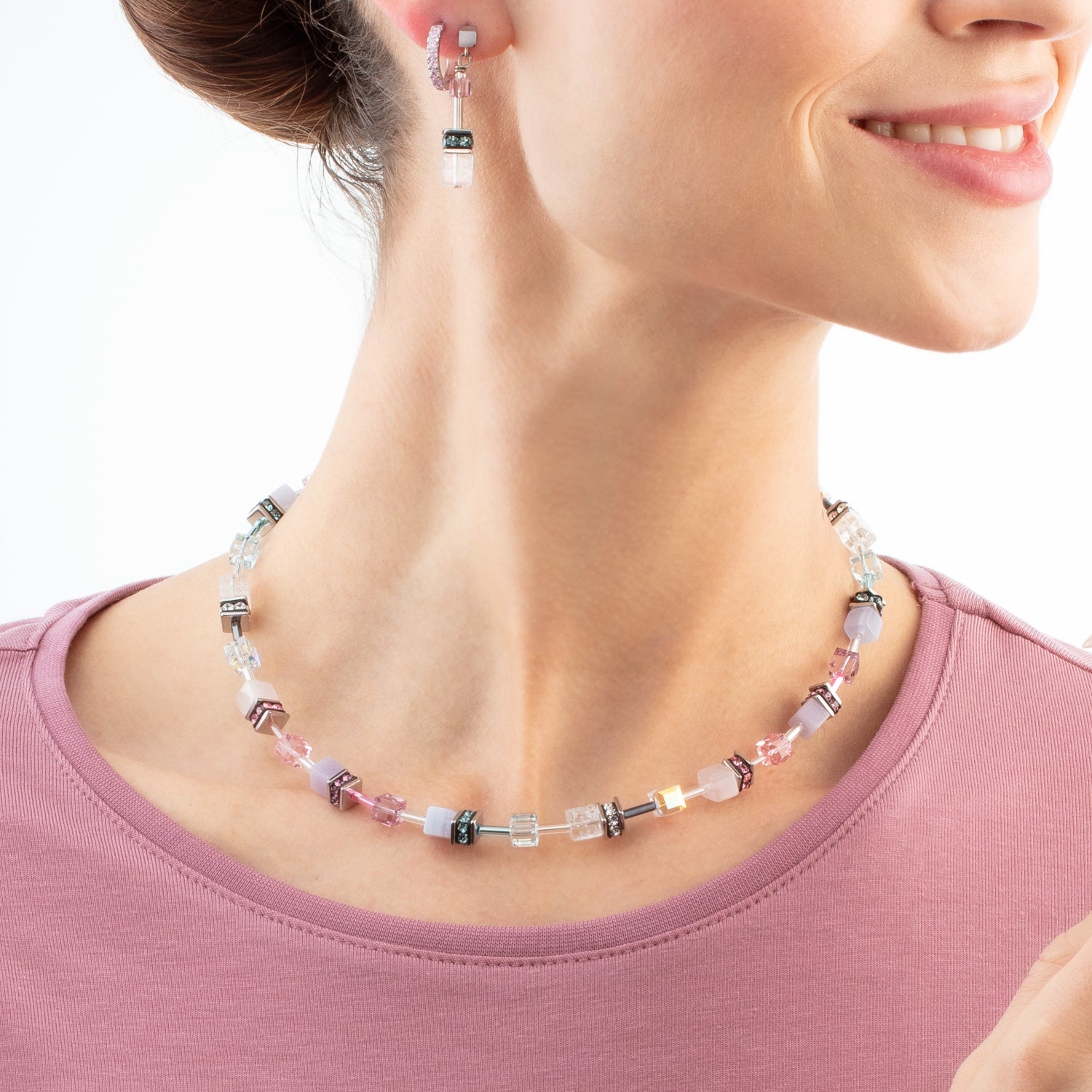 GeoCUBE® Iconic Precious earrings pink-lilac